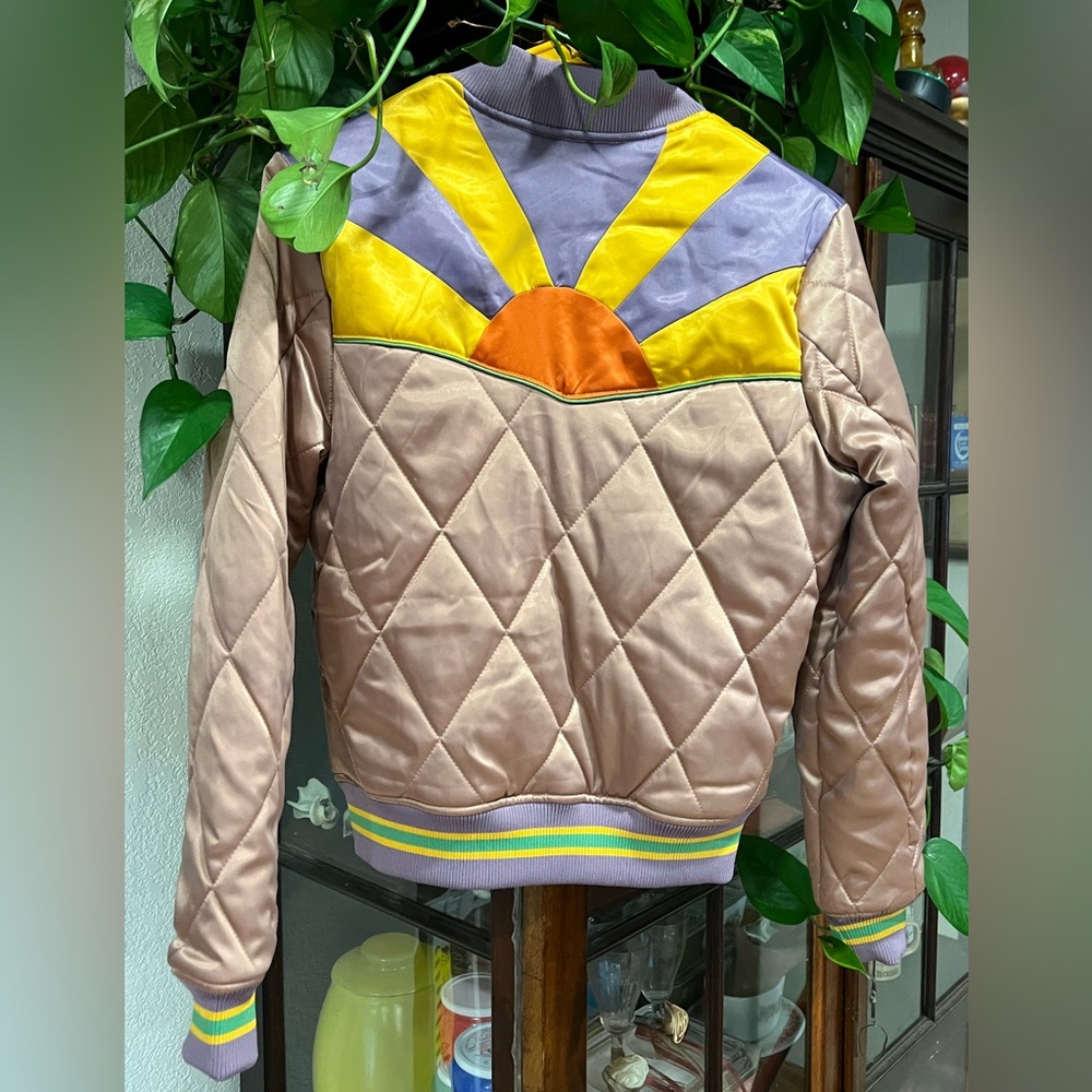Classic Rock Couture Dusty Rose Rising Sun Bomber Jacket size Small